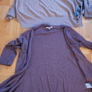 Zara Heather Gray and Deep Purple Cardigan Duo
